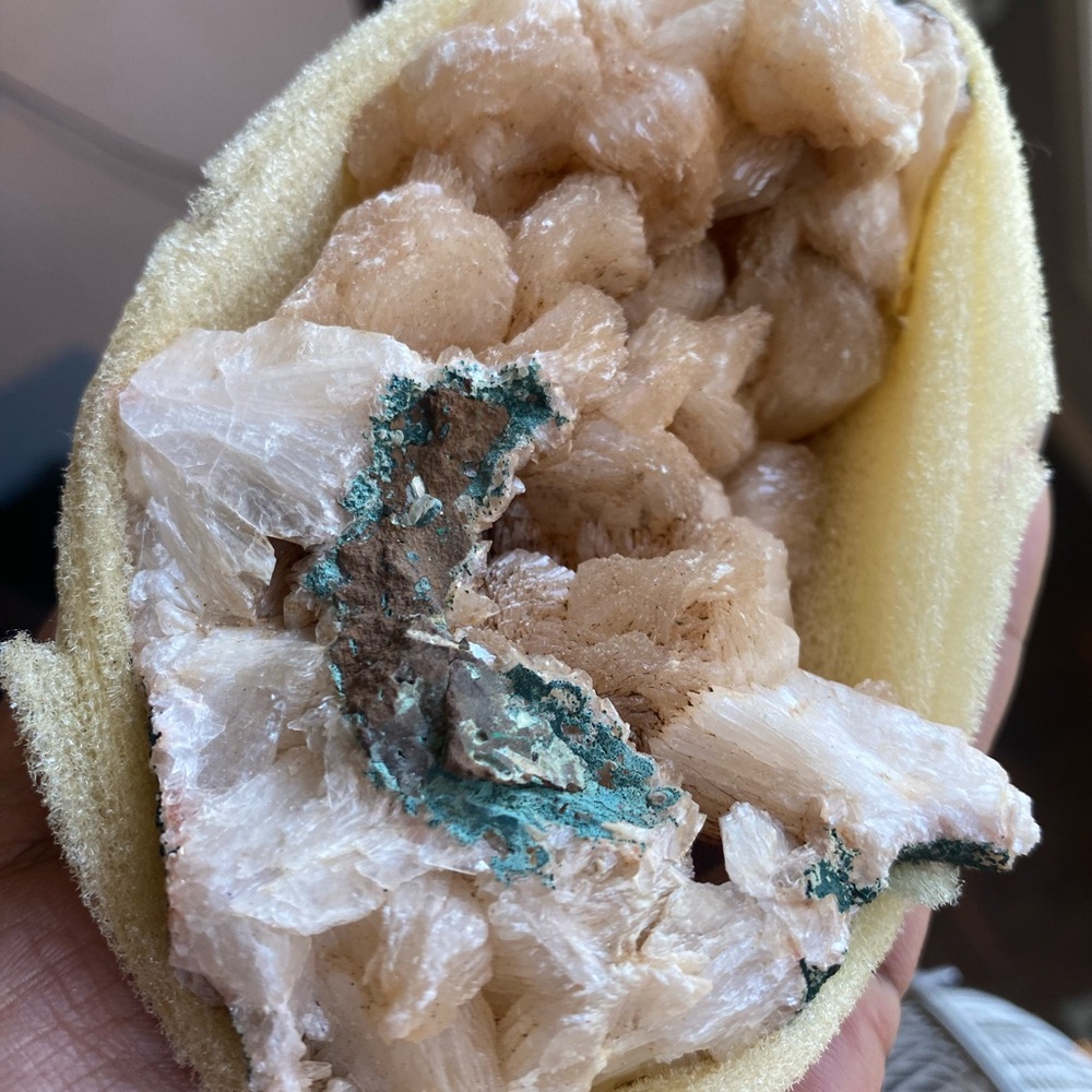 Natural Mineral Stilbite with Copper inclusions
